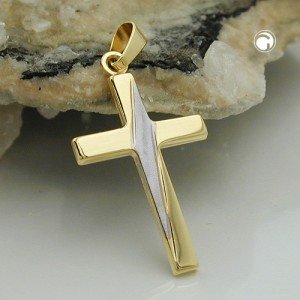 Anhänger Kreuz bicolor 375 Gold