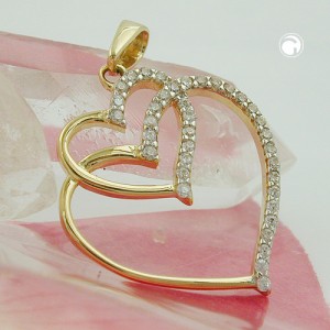 Anhänger Herz mit Zirkonias 375 Gold