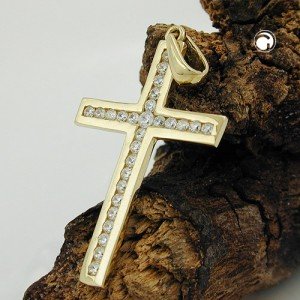 Anhänger Kreuz Zirkonias 375 Gold