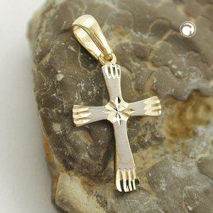 Anhänger Kreuz bicolor 375 Gold