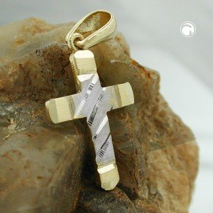 Anhänger Kreuz bicolor 375 Gold