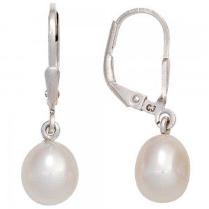 Boutons 925 Sterling Silber 2 Süßwasser Perlen Ohrringe Ohrhänger Perlenohrringe