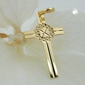 Anhänger Kreuz glänzend 375 Gold