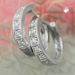Creolen Ohrringe Brillant-0585 Gold 585 Weißgold