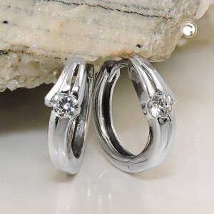 Creolen Ohrringe Zirkonia 375 Weißgold