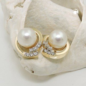Ohrstecker Perle mit Zirkonias 375 Gold