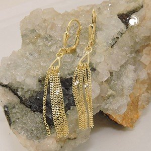 Ohrring mit 5 Panzerkettchen 333 Gelbgold