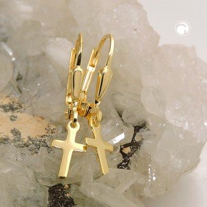 Ohrring 9x5mm Kreuz glänzend 333 Gelbgold