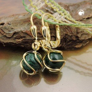 Ohrring Perle Malachit 333 Gelbgold