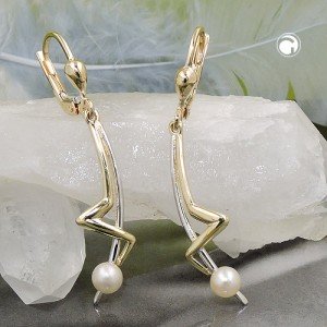 Ohrring bicolor Zuchtperle 375 Gold