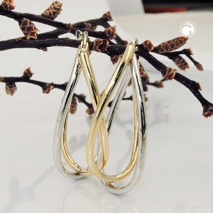 Creolen Ohrringe bicolor durchlegiert 375 Gelbgold