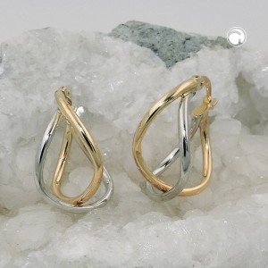 Creolen Ohrringe bicolor durchlegiert 375 Gelbgold