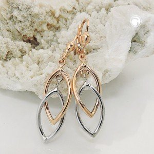 Ohrring 2 Ovale bicolor 375 Rotgold