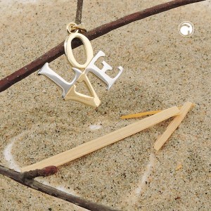 Anhänger LOVE bicolor 375 Gold