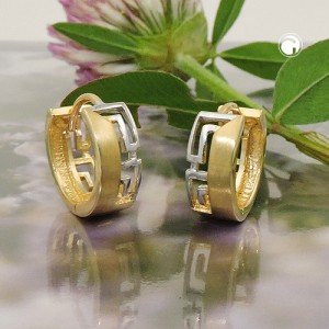 Creolen Ohrringe bicolor rhodiniert 375 Gold