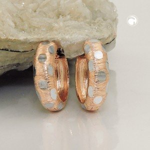 Creolen Ohrringe bicolor Muster 375 Rotgold