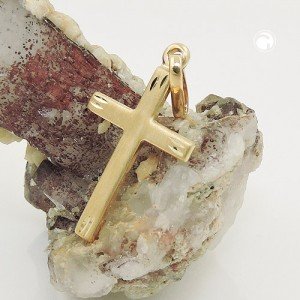 Anhänger Kreuz matt-diamantiert 375 Gold