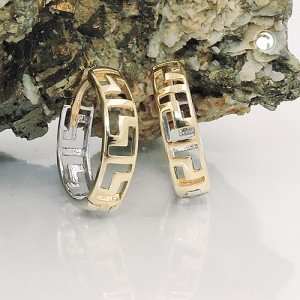 Creolen Ohrringe bicolor rhodiniert 375 Gold