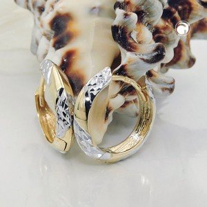 Creolen Ohrringe bicolor diamantiert 375 Gold