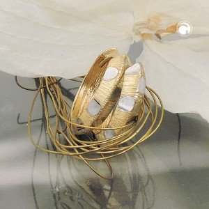 Creolen Ohrringe bicolor diamantiert 375 Gold