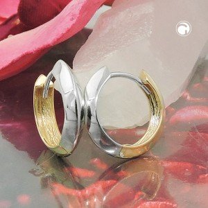 Creolen Ohrringe Gelbgold Weißgold bicolor durchlegiert 375 Gold