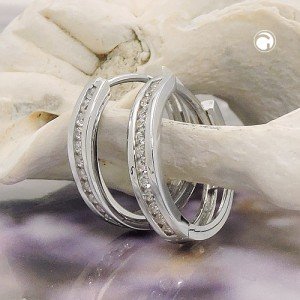 Creolen Ohrringe Zirkonias 375 Weißgold