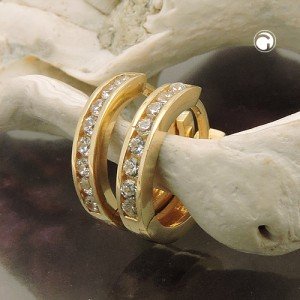 Creolen Ohrringe 11mm mit Zirkonias 375 Gold