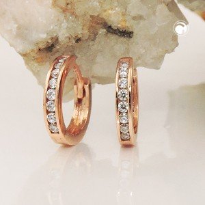 Creolen Ohrringe 11mm mit Zirkonias 375 Rotgold