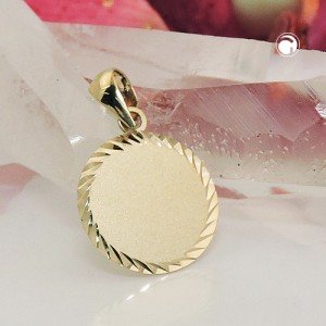 Anhänger Gravurplatte rund 375 Gold