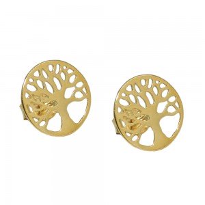 Stecker Lebensbaum filigran glänzend 375 Gold