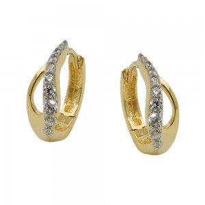 Creolen Klappscharnier Tropfenform mit Zirkonias 375 Gold