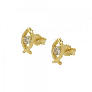 Stecker Jesuszeichen Zirkonia Gold 375
