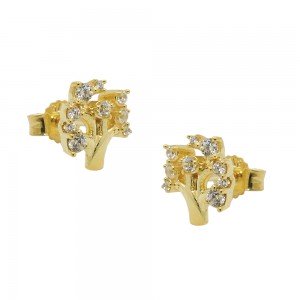 Stecker Baum mit Zirkonias Gold 375
