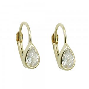 Ohrbrisur Ohrringe Tropfen Zirkonia weiß 375 Gold