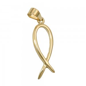 Anhänger religiöses Symbol Jesus-Fisch glänzend 375 Gold