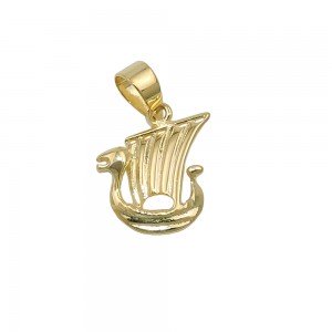 Anhänger Wikingerschiff klein glänzend 375 Gold