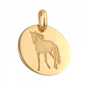 Anhänger Gravurplatte Lasergravur Pferd glänzend 375 Gold
