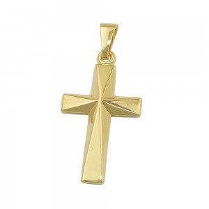 Anhänger Kreuz glänzend Mitte winklig ausgeformt 375 Gold