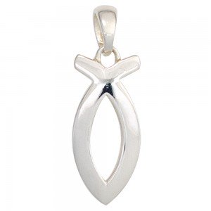 Anhänger Ichthys 925 Sterling Silber rhodiniert