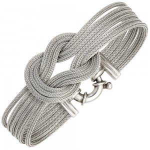 Armband verschlungen 925 Sterling Silber mattiert 19cm Silberarmband breit
