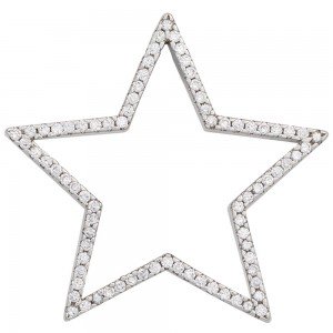 Anhänger Stern 925 Sterling Silber rhodiniert mit Zirkonia