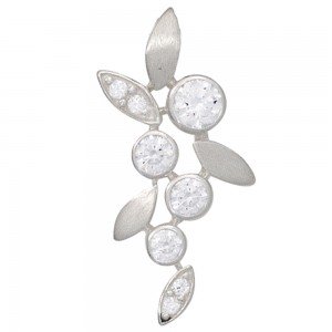 Anhänger 925 Sterling Silber rhodiniert mattiert mit Zirkonia