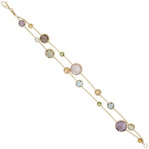 Armband 585 Gelbgold mattiert mit Edelsteinen Goldarmband Karabiner