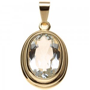 Anhänger oval 585 Gelbgold 1 Aquamarin hellblau Goldanhänger