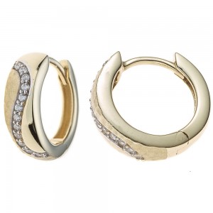 Creolen rund 333 Gelbgold bicolor mattiert mit Zirkonia Ohrringe
