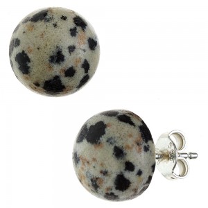 Ohrstecker rund 925 Sterling Silber 2 Dalmatinerjaspise Ohrringe