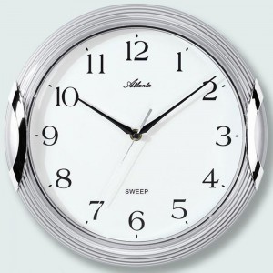 Wanduhr Quarz analog silbern rund leise ohne Ticken 30cm