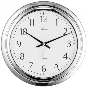 Wanduhr Badezimmeruhr Quarz analog silbern rund