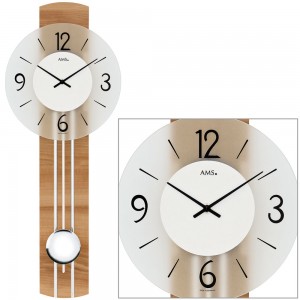 Wanduhr Quarz mit Pendel Holz kernbuche furniert Pendeluhr