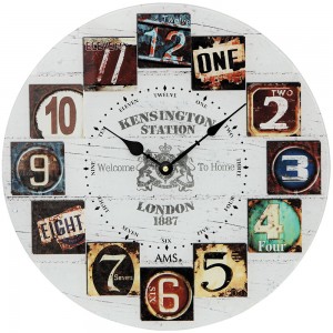 Wanduhr Quarz analog rund vintage antik retro shabby 40cm